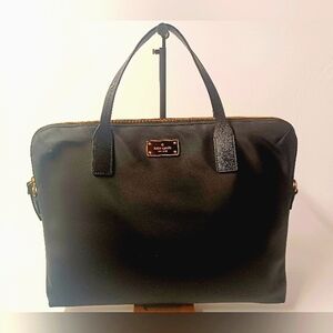 Kate Spade Blake Avenue Devaney Black Nylon w/ Leather Handles Laptop Bag EUC